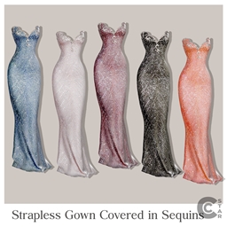 Strapless Gown Covered in Sequins logo