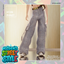 Washed Baggy Gold Accent Flap Pockets Pants logo