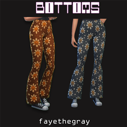 Pumpkin Flower Bell Bottoms by fayethegray logo