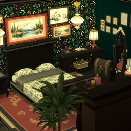 Whimsical moody dark bedroom - BG with my CC - all Maxis Match project image