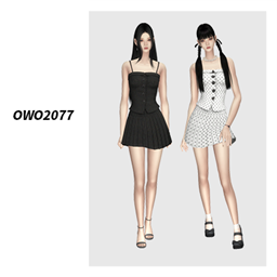 OWO2077 - Pinstripe Pleated Dress