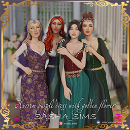 Hurrem's purple dress with a golden flower logo