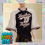 Striped Cuff Oversized Sleeves Raglan Shirt logo