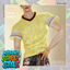Two Tone Stripes Sleeves VNeck Acid Wash TShirt logo