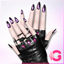 Kpop Chrome Almond Nails – “KILL SAJA” 💜⚡ | K-Pop Demon Hunters (N05)