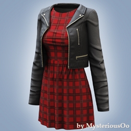 Plaid dress with cropped jacket