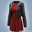 Plaid dress with cropped jacket logo