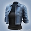 Short denim jacket and t-shirt logo