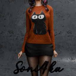 Cat sweater with skirt logo