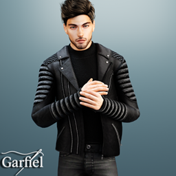 Adult - Black biker jacket with quilted sleeves logo