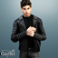 Adult - Black biker jacket with quilted sleeves logo