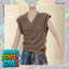 Boy's VNeck Stripe Sleeveless Sweater Side Tuck Vest logo