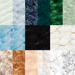 Marble floor tiles with gloss effect logo