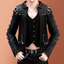 Adult - Studded leather jacket with layered vest logo