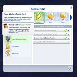 Travel & Culture Fanatic Aspiration By KiaraSims4Mods | Chinese Translation