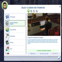 Computer Hardware Engineer Career By KiaraSims4Mods | Chinese Translation