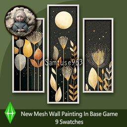 HQ Abstract Flower Triptych #6 Sellable Extra B Samtuse963