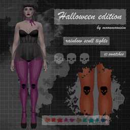 Halloween rainbow scull tights M01 logo