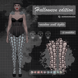 Halloween rainbow scull tights M02 logo