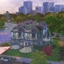 Solar punk future multi generation house with shop logo