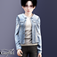 Child - Light blue distressed denim jacket with sweater combo logo