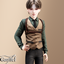 Child - Tweed vest outfit with leather harness straps logo