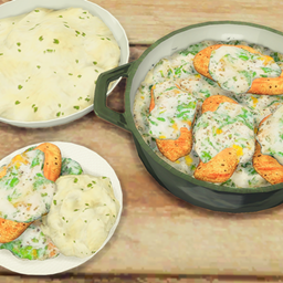 Creamy Spinach Chicken with Garlic Mashed Potatoes logo