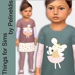 Toddler Ballerina Mouse Knitted Tee logo