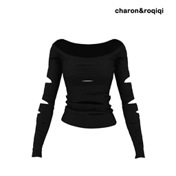 [charon&roqiqi]hollow hole long sleeves logo