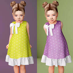 Children’s polka dot dress with a bow logo