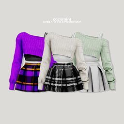 [cocomint] Strap Knit Set&Pleated Skirt logo