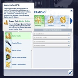 Master Crafter Aspiration By KiaraSims4Mods | Chinese Translation