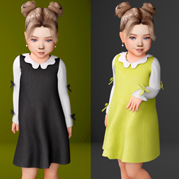 Children’s dress with a collar and bows logo