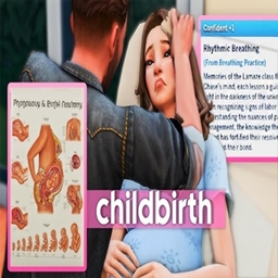 Childbirth Mod Family  By Pandasama Spanish Translation logo
