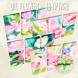 Oil flowers Tryptich