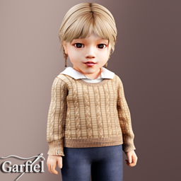 Infant - Cable knit sweater with soft collared top logo