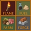 Flame, Fuel, Farm, and Forge logo