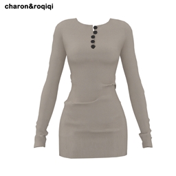 [charon&roqiqi]sweater bodycon dress logo