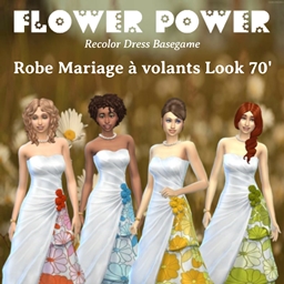Dress Mariage tiered//Look 70'//Recolor dress basegame logo
