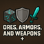 Ores, Armors, and Weapons+ logo