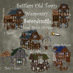 Medieval Old Town Hood Deco Houses - Swordsmith Set