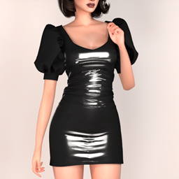 Leather Dress With Puffy Sleeves  logo