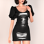 Leather Dress With Puffy Sleeves  logo