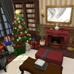Red Accent Christmas Living Room