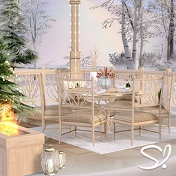 Glacial Gazebo Dining Area wood -Room