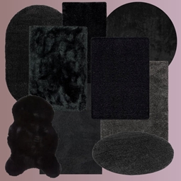 Luxury Black - Fluffy Rug Set