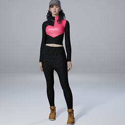 Heart Jogger Set Black with Pink Heart logo