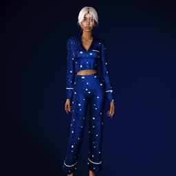 Silk set with trousers and a star-print shirt logo
