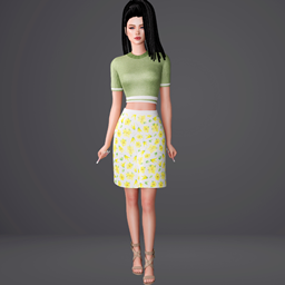 Knitted T-shirt and floral dress logo