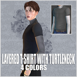 Layered T-Shirt with Turtleneck logo